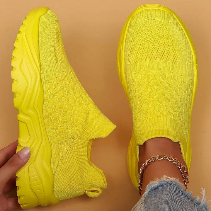 Women's Wide-Fit Knit Sock Slip-On Air Cushion Sneakers - 2