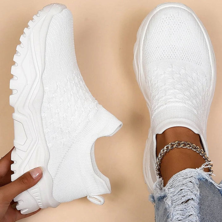 Women's Wide-Fit Knit Sock Slip-On Air Cushion Sneakers - 9