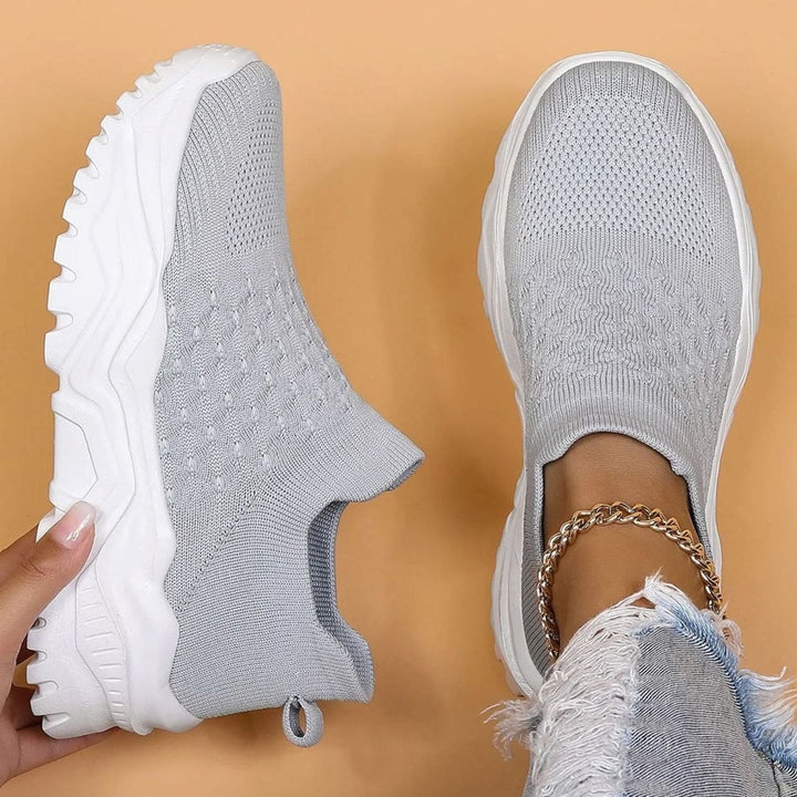 Women's Wide-Fit Knit Sock Slip-On Air Cushion Sneakers - 7