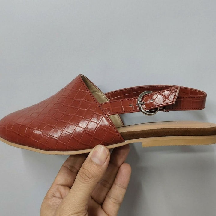 Women's Woven Pointed-Toe Slingback Flat Sandals - Rust Brown