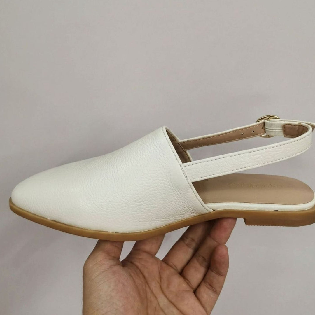 Women's Woven Pointed-Toe Slingback Flat Sandals - Ivory