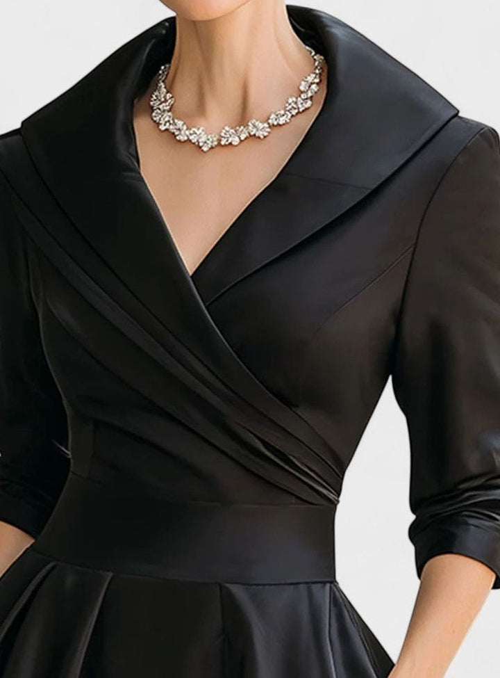 Women's Wrap-Style Surplice A-Line Midi Dress Pockets