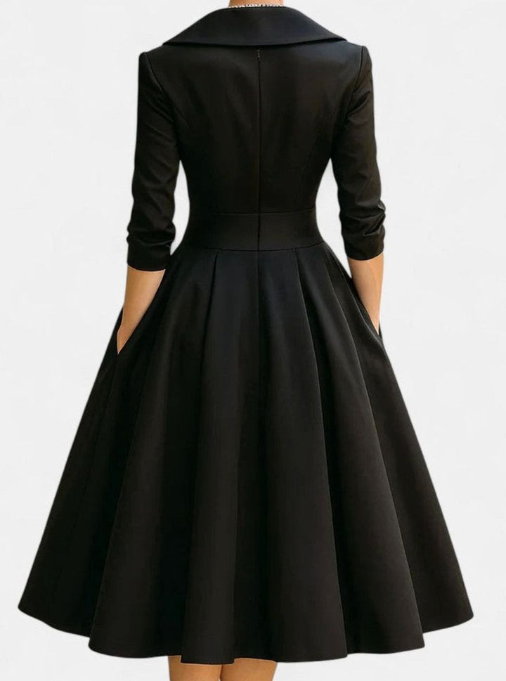 Women's Wrap-Style Surplice A-Line Midi Dress Pockets